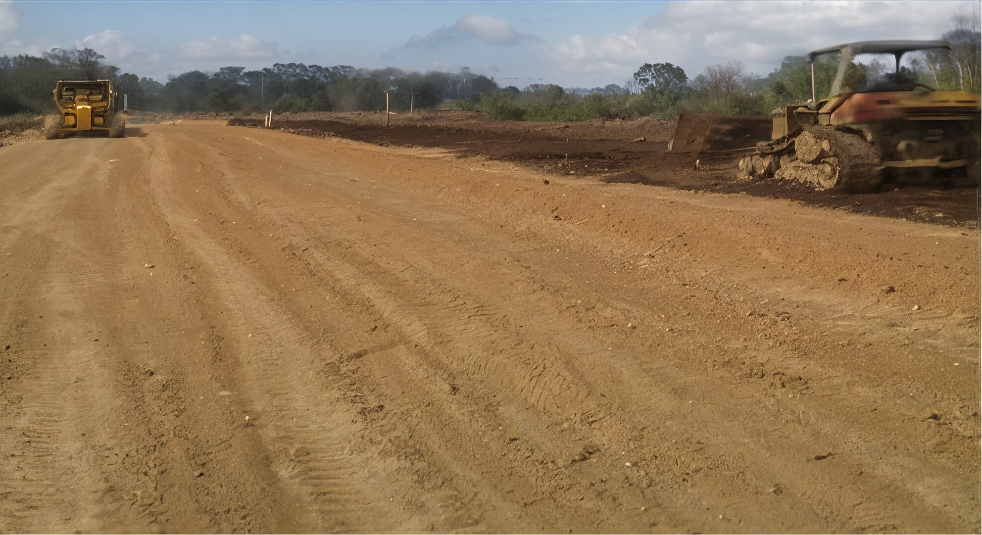 Conformación, tendido de base y capa de asfalto